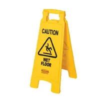 product of Rubbermaid FG611277YEL A-Frame Wet Floor Sign, 26"x11" Open, 25" Height, Yellow Plastic, Made in USA