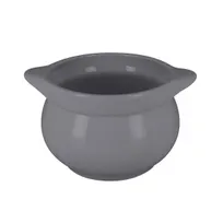 product of RAK Porcelain CFST10GYBD - 15.2 oz (0.45 L) 4¼" Round Eared Soup Tureen, Gray Porcelain, Oven Safe