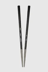 product of RAK Porcelain CHPSTK-01 Chopstick Set, 9.57" Length, Black Plastic, Silver Trim, 10/Case