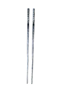 product of RAK Porcelain CHPSTK-02 Chopstick Set, 9" Length Silver Melamine, Floral Design, 5/Case