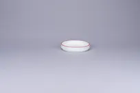 product of RAK Porcelain PLNOLD11CD25146 - Round 4.125" White Porcelain Plate Red Rim, Design - 12/Case