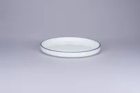 product of RAK Porcelain PLNOLD23CD25145 Stackable Rimless Plate, 9.1" Round Blue Rim, Porcelain - 12/Case