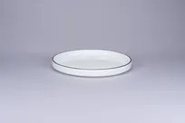 product of RAK Porcelain PLNOLD23CD25147 Rimless Plate, 9.1" Round White with Black Rim, Porcelain - 1/Case