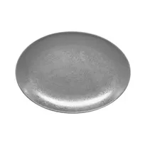 product of RAK Porcelain SHNNOP32 Oval Platter, 12"5/8 x 9" Grey Porcelain, Dishwasher & Microwave Safe - 6/Case