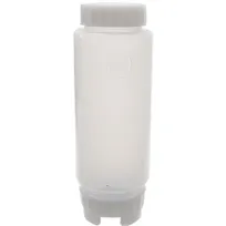 product of AllPoints 2801803 Beverage Bottle - 12 Fl Oz Clear Plastic with Blue Valve, NSF Certified, Cap, Label