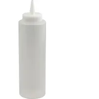 product of AllPoints 76252 Squeeze Bottle - 12 Oz Clear Plastic Dispenser, Single Tip, Standard Cap, Clear/White