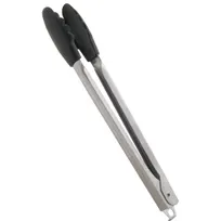 product of AllPoints 85101 Utility Tongs - 13" Up to 400°F, Stainless Steel Handle, Black Nylon Ends