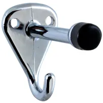 product of AllPoints 1412145 Coat Hook with Bumper, Chrome-Plated Zinc, Wall Mount, 4‑in Length, Restaurants