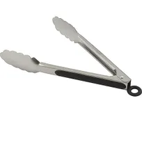 product of AllPoints 1371345 Utility Tongs - 9" Locking Stainless Steel, Non‑Coated Handle, Dishwasher Safe