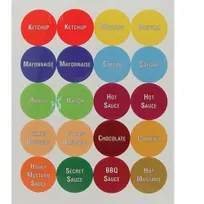 product of AllPoints 185653 FIFO Cap Labels for Squeeze Bottle Caps, Single Sheet of 24 Labels – Cap Labels