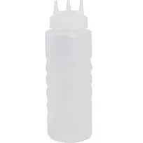 product of AllPoints 2801406 Tri‑Tip Squeeze Bottle 32 oz Clear, Wide Mouth, Triple Tip, Clear/White Cap