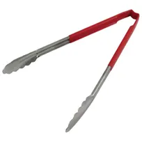 product of AllPoints 85386 Utility Tongs - 12" Red Handle Stainless Steel Scalloped Paddle Kool‑Touch Design