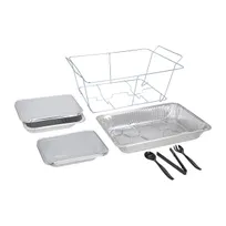 product of Sterno 70168 Set - 9 Wire Racks, 9 Water Pans, 18 Half Food Pans/Lids, 9 Sporks & Tongs - 1/Set