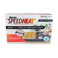 product of Sterno 70343 SpeedHeat Food Warming Kit, 2 Flameless Trays, Heat <1 Min, 45-Min Warm - Case