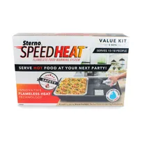 product of Sterno 70344 SpeedHeat Food Warming Kit, 4 Flameless Trays, Heat <1 Min, 45-Min Warm - Case