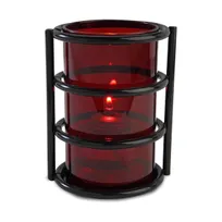 product of Sterno 85306 Industrial Chic Globe Candle Lamp, 5" H x 3" Dia Glass Cylinder, Red Finish - 6/Case