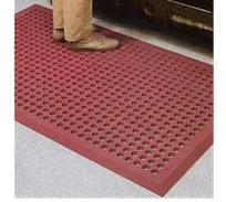product of Omcan USA 23585 Multi‑Purpose Anti‑Fatigue Floor Mat, 36" x 60" 3/8" Red Rubber with Grease Resistance, Terracotta Honeycomb Pattern, Molded Beveled Edges