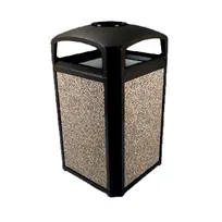 product of Rubbermaid FG397501BLA 50-Gallon Ash Trash Receptacle, 26" x 46-1/2" Black Plastic, Dome Top Rainhood