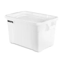 product of Rubbermaid FG9S3100WHT Brute Tote with Lid, 20-Gallon White Plastic, 17" x 27" x 15" NSF Certified