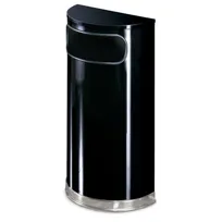 product of Rubbermaid FGSO820PLBK Indoor Wastebasket, 9 Gallon, Half-Round Black/Chrome, Liner, ADA, UV-Resistant