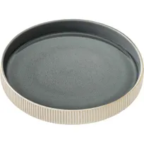 product of Playground 701137491016151 Nara Round Deep Plate, 9.5" Diameter, Grey Stoneware, Embossed Rim - Case