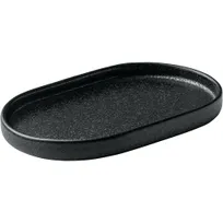 product of Playground 701201891021090 Nara Oval Black Stoneware Platter 7" x 4" - Elegant Dining Service