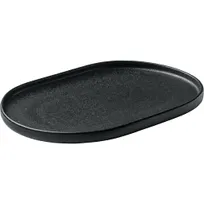 product of Playground 701203091021090 Nara Oval Stoneware Platter, 11" x 7", Black Finish - 12/Case