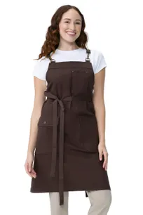 product of Chef Works ABN11-MQT-0 Tactical Bib Apron, 11.5oz, Brown 100% Cotton, Left Chest Pocket, Metal D‑Ring