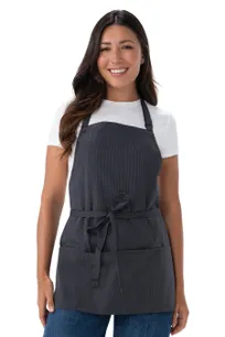product of Chef Works F10-DGY-0 Bib Apron – 24" L x 27-1/2" W, 65/35 Poly/Cotton, Dark Grey, 3 Pockets