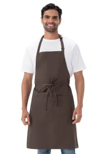 product of Chef Works F8-ESP-0 Bib Apron – 34" L x 24" W, Adjustable Neck, Poly/Cotton 65/35, Espresso Brown