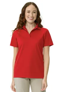 product of Chef Works Z650W-RED-2XL Women's Red Polo Shirt 2XL, 100% Polyester, Double-Needle, Straight Hem