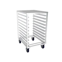 product of Winholt AL-1810H-BP-SSTOP Aluminum Mobile Half Height Pan Rack with Removable Solid Stainless Steel Top and Precision Bearing Plate Casters