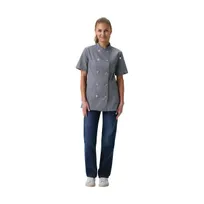 product of Chef Works CBN03W-GRY-M Chef Coat, Medium, Grey, 4.07 oz., Poly/Cotton, Short Sleeve