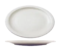 product of International Tableware BR-12 China Platter, 9-3/4" x 7-1/2" Oval Porcelain, White Rim - 1 Dozen