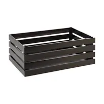 product of APS Germany APS11723 Tall GN 1/1 Crate, 13"-3/4 x 21"⅞ x 7"⅞, Black Acacia Wood, Base - 1/Case