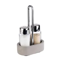 product of APS Germany APS 40410 - Salt & Pepper Set, 6 oz Glass Shakers with Lids, Cruet on Concrete Base - 1/Case