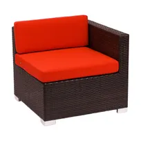 product of BFM Seating PH5101JV-L Aruba Outdoor/Indoor Left Arm Section, Aluminum Frame, Java Synthetic Wicker