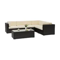product of G & A 8500 Scopello Outdoor/Indoor 6-Piece Lounge Set, Aluminum Frame, Espresso Resin Wicker