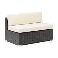 product of G & A 8502 Scopello Outdoor/Indoor Armless Loveseat, Aluminum Frame, Espresso Resin Wicker, Cushions