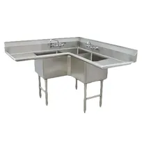 product of Advance Tabco FC-K6-18D 57" 3 Compartment Corner Sink, 18"W x 18"L Bowl - Stainless Steel