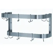 product of Advance Tabco SW-48-EC-X 48" Stainless Steel Double Bar Wall Mounted Pot Rack w/ 12 Double Prong Hooks