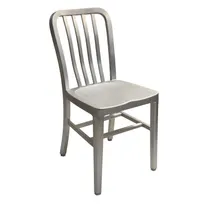 product of AAA Furniture Wholesale 801 Aluminum Outdoor Side Chair with Slat Back, Brushed Finish, Quick Ship