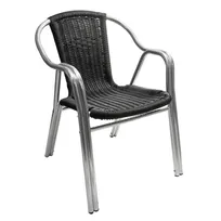 product of AAA Furniture Wholesale AL-C/BLACK Outdoor Arm Chair, Black, Aluminum Frame, Plastic Rattan Back & Seat