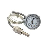 product of AllPoints 621083 Stainless Steel Thermometer, 2‑5/16" OD, 1/2" NPT Box, Capillary, 100°‑220°F, NSF