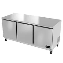 product of Asber AUTR-72 72" 3-Door Undercounter Fridge, Stainless Steel Exterior, Front Breathing, 18.6 cu. ft.