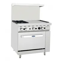 product of Atosa USA AGR-2B24GR-NG 36" Gas Restaurant Range w/ (2) Open Burners, 24" Griddle, 136.000 BTU