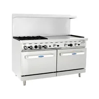 product of Atosa USA AGR-4B36GR-NG 60" Gas Restaurant Range w/ (4) Open Burners & 36" Griddle, 257.000 BTU