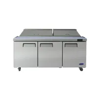 product of Atosa USA MSF8304GR 72" Three Section Sandwich / Salad Prep Table w/ 3 Doors, 18 Pans