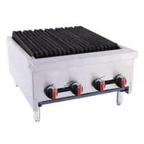 product of BakeMax BACGG24-4 24" Countertop Gas Radiant Charbroiler w/ (2) Burners, 60.000 BTU