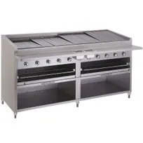 product of Bakers Pride F-72RS-C 72" Floor Model Gas Radiant/Lava Rock Charbroiler w/ Cabinet Base, 240.000 BTU